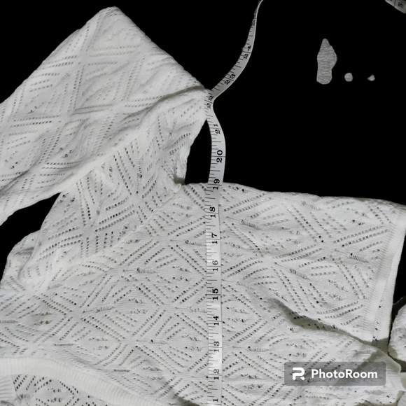 Knit Cardigan cropped, White Size Large - Picture 4 of 12